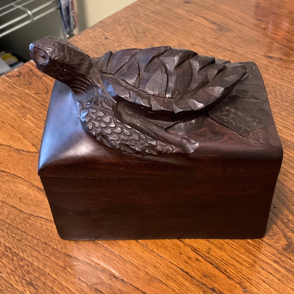 Hand-Carved Ironwood Sea Turtle Box